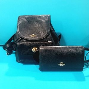 Coach Leather mini back pack and wallet